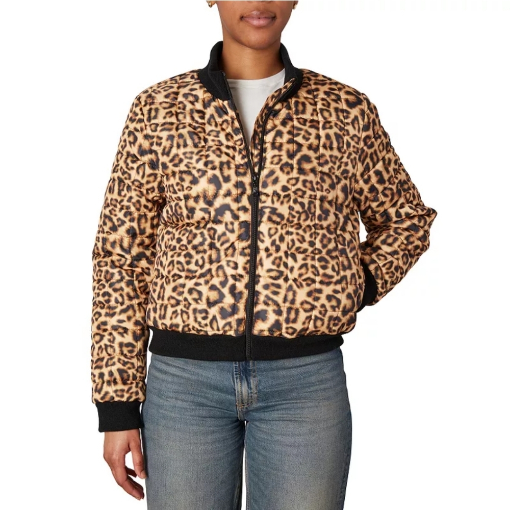 Cheetah Print Bomber Jacket Quilted Lined By Nicole Miller
